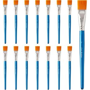 14 PCS 1 بوصة فرش الطلاء المسطحة - فرش فنان شعر نايلون الاصطناعية بالفنان للاكريليك والزيت والألوان المائية - المقبض الخشبي فرش الطلاء الاحترافية للقطن ، والأعمال التفصيلية ، والطلاء الأساسي والحرف اليدوية