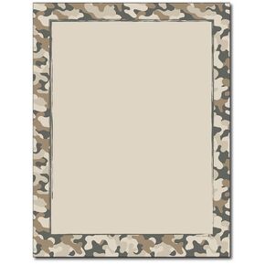 Camo Border Stationery Paper - 80 Sheets