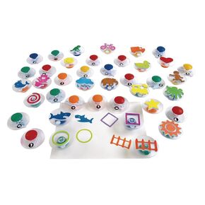 Colorations Easy Knob Grip Stamper Mega Jumbo Pack for Kids ، 40 Stampers ، 3 "× 3" ، سرد القصص ، صنع البطاقات ، التزيين ، الصور ، الطبيعة ، المركبات ، الأشكال ، الحيوانات