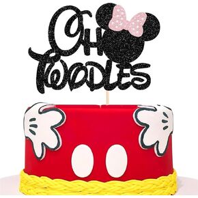 RSSTARXI 2 Pack Mouse 2nd Birthday Cake Topper ، Pink Boy Second Birthday Party Decorations Mouse اثنين