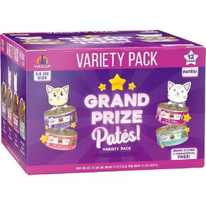Weruva Wet Cat Food, Grand Prize Patés Variety Pack, 5.5oz Can, Pack of 12