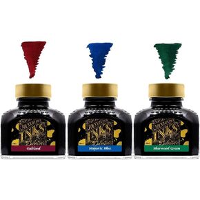 Diamine - 80 مل من نافورة القلم مجموعة حبر اللون الأساسي - Oxblood و Majestic Blue & Sherwood Green