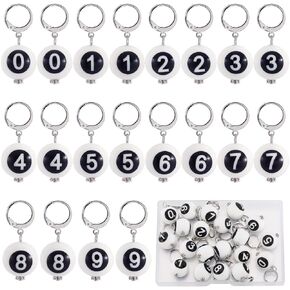 Sunnyclue 1 Box 20pcs غرزة أرقام علامة 0 ~ 9 علامات الكروشيه سحر مخطط سيليكون محطات القابلة للإزالة ليفراك سبيك مينا قفل المتماسك للحياك