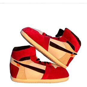 LAPRBY High Top Sneaker Slippers Unisex One-Size Ultra Comfy and Cozy House Fluffy Jordan Like Slippers for Men and Women (Red,4,12)