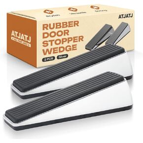 2 Packs Door Stoppers for Bottom, Rubber Wedge, Heavy Duty Doorstop for Inside, Rubber, Floor, Wedge Garage Classroom Stopper for Carpet, Door Holder