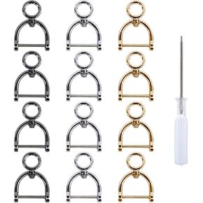 12pcs دوار حدوة الحصان D الحلقات U شكل O حلقة المسمار في نصف دائرة الدائرة مع بديل محفظة حزام الجلد DIY (متعدد الألوان)