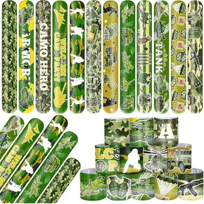 48 PCS Army Slap Bracelets Party Fords Militar