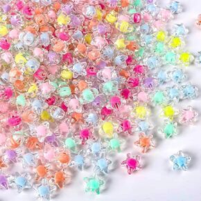 100pcs حبات النجوم الشفافة للأساور ، حبات المهر الجمالية الصغيرة الفريدة من نوعها من أجل صنع المجوهرات مع الثقوب ، حبات سوار DIY للحرف اليدوية