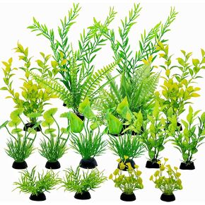 16 PCS Aquarium Plastic Plant Plant Decor ، 6 و 10 Water Mater Grass ، Goldfish Guppy Shrimp Fish Fish Play Hide Water Grosn Turtle Tank Kit Accesories