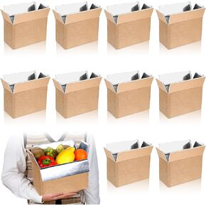 10 Pack Insulated Shipping Boxes with Aluminum Foil Liner,Thermal Insulation Cold Pack Ship Boxes for Frozen, Reusable Styrofoam Cooler Box, Small Shipping Boxes