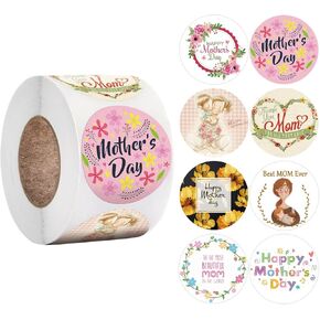 ملصقات عيد الأم السعيد لأم 500 PCS ملصقات لفة يوم الأم يوم 8 تصميم