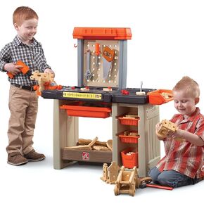 Step2 Handyman Kids Workbench ، مقعد الأدوات الداخلي/الخارجي للأطفال ، اللعب التفاعلي مع الأصوات ، مصنوعة من البلاستي
