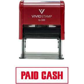 Paid Cash Self-Inking Office Rubber Stamp (Red) - Large