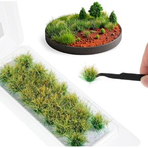 Artificial Grass Simulation Grass Static Grass Lowland Shrubs Miniature Terrain Bushy Tufts for DIY Sandy Terrain Railway Game Scenery Miniature Landscape (Autumn Green)