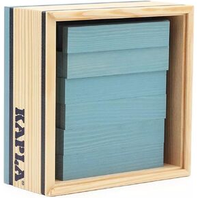 KAPLA 40 Squares Light Blue - Wooden Construction Set - 40 Light Blue Colored Building Planks - for Ages 3+