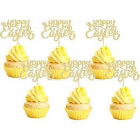 24pcs بريق الأذن أرنب كب كيك أعلى الأقطار عيد الفصح موضوع أرنب سعيد اختيارات كب كيك لأرنب عيد الفصح سعيد عيد ميلاد زخارف كعكة عيد الفصح الربيع