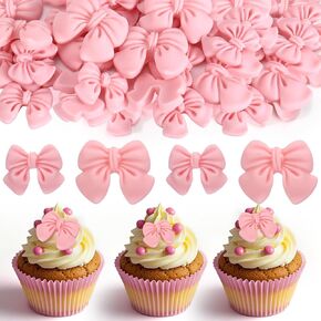 30 PCS Bow Cupcake Toppers ، Pink Bowknot Cake Cake Cake Topper Topper Decorations Coquette Bow Decoration Party ، Bachelorette Bridal Counting Wedding Baby Shower Decor