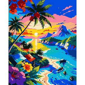 QUITEDEW Paint by Numbers Kit for Adults Beach,Paint by Number for Adults,DIY Oil Painting Gifts Arts Crafts for Home Decor 16x20 Inch(Landscape) in Kuwait