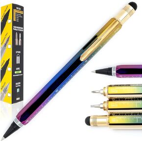Monteverde USA 9-in-1 أداة سائل الحبر القلم في قوس قزح-قلم متعدد الوظائف المغلفة مع PVD مع القلم ، مفك البراغي ، المستوى ، ومجموعة-مجموعة حصرية ، هدية رائعة للرجال