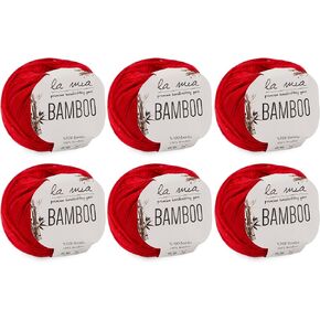 6 Pack La Mia Bamboo ، 100 ٪ Bamboo ، إجمالي 10.58 أوقية ، كل 1.76 أوقية (50g) / 125 سنة (115 م) ، 3: Light-DK ، Red L092