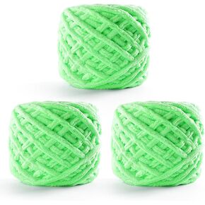 3 Pack Chunky Chenille Yarn for Crocheting - Blanket Thick Yarn for Crochet Amigurumi/Home Decor - Baby Plush Amigurumi Yarn Total Length 222 Yds (Milky White) in Kuwait