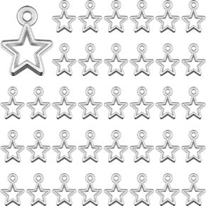 Hicarer 150 قطع سحر النجوم Pentagram سحر فضي مطلي بالفضة التبت النجمة المصغرة سحر نجم التدوير للأساور DIY مجوهرات صنع المجوهرات