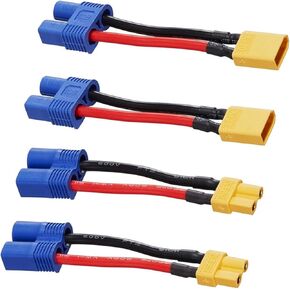 4pcs xt30 إلى موصل محول الإناث من EC3 مع 5 سم 16Awg لـ RC FPV Drone Car Lipo NIMH Charger ESC (W34-4)
