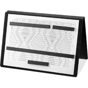 Flutesan Knitting Pattern Holder Fold up Cross Stitch Knitting Chart Keeper with 4 Replacement Magnets Magnetic Cross Stitch Accessories and Supplies for Crochet, 13.2 x 9 Inch(Black)