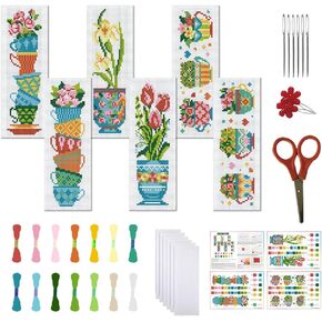 FreeBloss 6pcs Cross Stitch Kit Kit Cup Cup Pattern Cross Stitch Stitch Kit for Beginner DIY Stamped Embroidery Longmark Kit Diy Cross Cross Kits for Beginners
