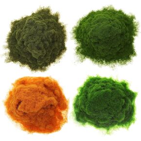 NUOBESTY Mixed Model Grass Terrain Powder Green Fake Grass Fairy Garden Miniatures Landscape Building 4 Pack