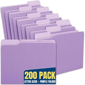1 intheoffice purple file bolders حجم الحروف ، حجم مجلدات الملفات ، مجلدات الملفات الملونة ، علامة تبويب 1/3 ، 200 حزمة