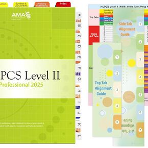 علامات تبويب فهرس الكتب لـ HCPCS 2025 المستوى II Professional Edition (AMA) ، مرمّز بالألوان ومغطاة ، 90 علامات تبويب مطبوعة مع الفراغات ، دليل المحاذاة وأرقام الصفحات ، مقاومة للدموع ومقاومة للماء