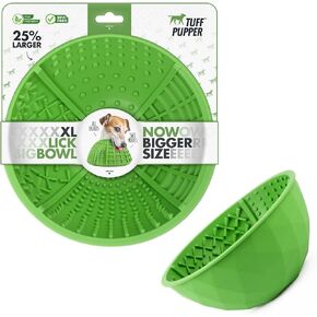 Tuff Pupper Extra Large Dog Lick Bowl | Rip Proof Thick Silicone Lick Mat | 4 Texture XL Slow Feeder | Calms Anxiety & Boredom | Stable & Wobble Mode | Wet Food Peanut Butter Yogurt | Dishwasher Safe