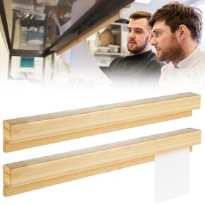 2 Pack Restaurant Ticket Holder Bamboo Receipt Holder Slide Check Rack Bill Orders Ticket Holder Tab Bamboo Display Rail for Commercial Office Cafes Pubs Bars Restaurant 16 Inch