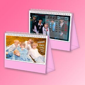 TXT Calendar 2024-2025 ، TXT GIFT Photo Desk Calendar للعام الجديد (الوردي)