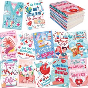 HOWAF 24 Pack Nurse Notebooks,Nurse Appreciation Week Party Favors Small Notebooks for Nurses Gift RN Graduation, 12 Designs Thank You Nurse Gifts Office Supplies