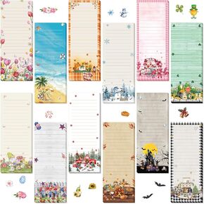 EA SANEATE 12 PCS مفتحة مغناطيسية موسمية للثلاجة قائمة البقالة المغناطيسية الشهرية 9 × 3.5 منصات MAGNET MEMO 30 ورقة لكل وسادة للتسوق للقيام بها من يناير إلى ديسمبر (نمط الصورة)