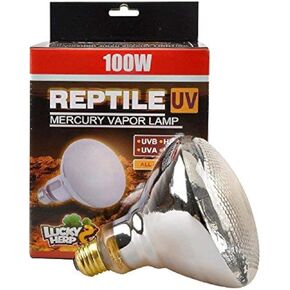 Lucky Herp reptile UVA UVB Mercury Vapor Bulb Lamp ، Thread Screw ، Par38،100 Watt (مطلي)