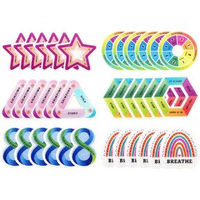 6 أساليب شرائط هادئة للملصقات الحسية للقلق ، 36pcs قابلة لإعادة استخدام العناصر اللاصقة الملموسة ، ملصق الصحة العقلية الإغاثة ، شريط ملهمة مضاد للعبارات للمدرسة/الفصل الدراسي