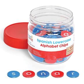 Hand2Mind Sumprase Sumprase Chips ، رسائل تعليمية لممارسة الإملاء ، رسائل الأبجدية البلاستيكية ، معالجات الصوتيات ، تعلم اللغة الإسبانية للأطفال ، يجب أن يكون الفصل الدراسي الإسباني