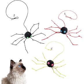 عبوات العنكبوت العنكبوت القط ، استبدال لعبة Cat Wand Cat ، إعادة استبدال العنكبوت ، ألعاب العنكبوت Cat ، مرفق لعبة Cat التفاعلية للقطط الداخلية والقطن ، (Red+Yellow+Black)