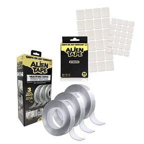 Bell+Howell alientape nano شريط مزدوج الوجهين ، شرائط قبضة ومتطابقات شفافة متعددة الأغراض قابلة للإزالة