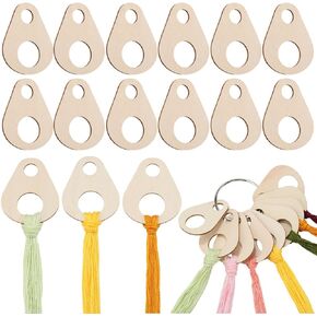 Gorgecraft 100pcs قطرات الإبرة منظم الخيط 6 × 5 سم تطريز الخشب على شكل تم دموع البوزة كروس كرود بوكس ​​مع حلقة خيط لصياغة لوازم تخزين الخياطة DIY