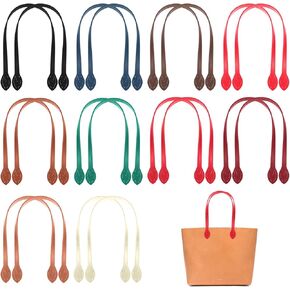 20pcs Leather Purse Straps 23.6" Short Bag Handles with Ear Shape End Holes Bag Making Supplies Crocheted DIY Wallet Hardware Accessories Organize for Tote Making Repairing