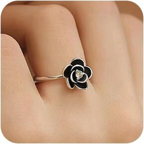 حلقات فضية خمر 925 الجنيه الاسترليني الفضة CZ CRYSTAL Diamond Rose Flower Rings للنساء (8)