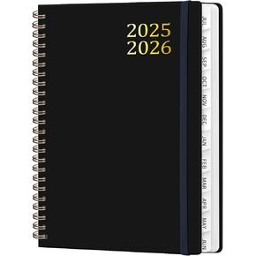 Academic Planner 2025-2026, July 2025 - June 2026 Planner, Hard Cover Calendar Planning Book with Tabs, Notes Pages, 6.3" x 8.4", Weekly＆Monthly School Organizer for Students Teachers, Black
