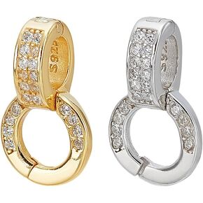 ARRICRAFT 2 PCS CLASPS الفضة الفضية المزدوجة ، 2 لون micro pave zirconia chipic fold at twister clasps لصنع المجوهرات