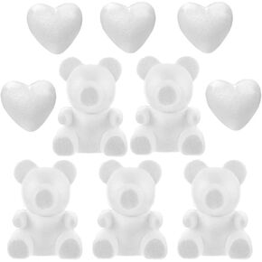 WinOmo 10pcs Bear Modeling Modeling Foam Heart White DIY Craft Morb