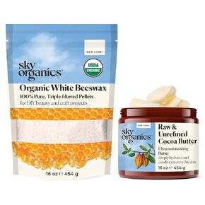 Sky Organics - Organic White Beeswax - DIY Home Essentials - White Beeswax & Cocoa Butter, 16oz