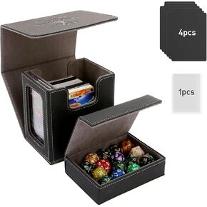 MTG Deck Box, MTG Commander Card Deck Box with Commander Display & Dice Tray Fits 380+ Unsleeved Cards for TCG CCG Magic Cards with 4Dividers &1 Commander Display